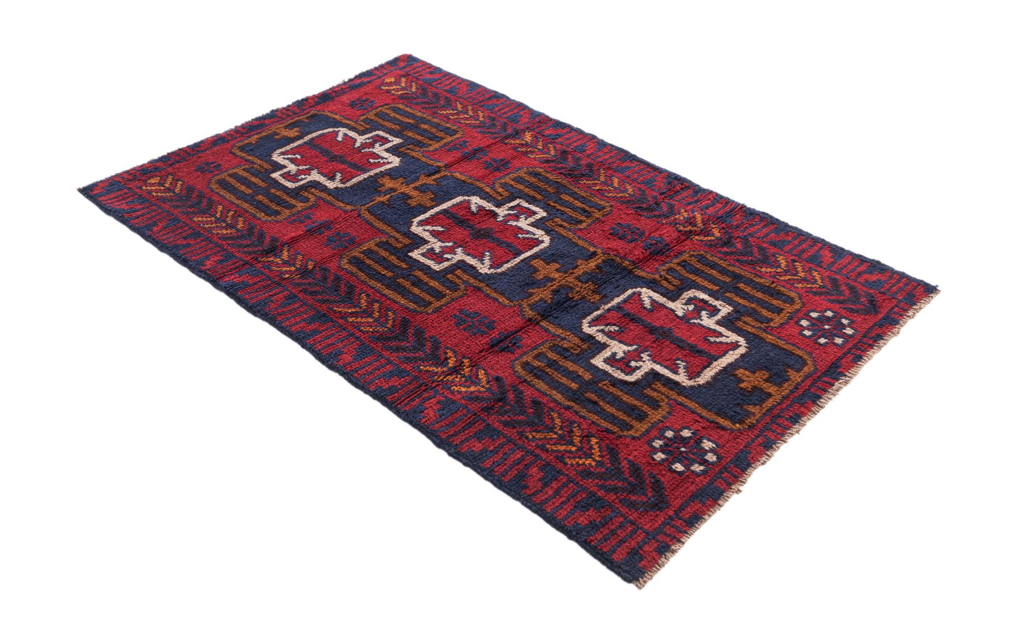 2' 10 x 4' 7 Hand Knotted Balouch Persian Wool Rug
