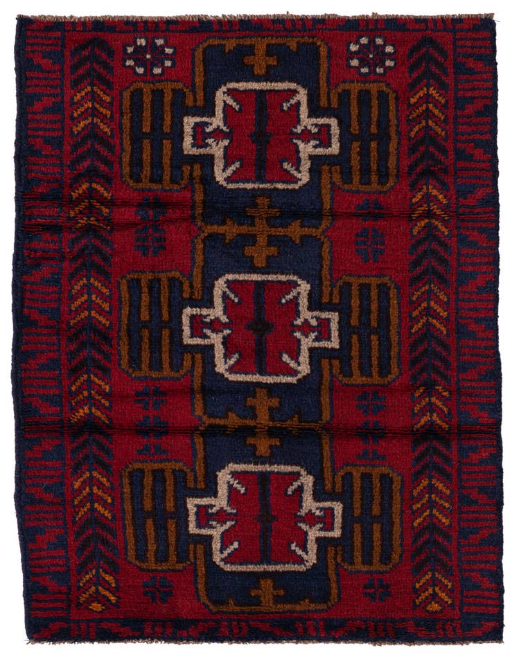 Detail image of 2' 10 x 4' 7 Hand Knotted Balouch Persian Wool Rug