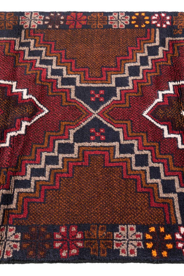 Detail image of 2' 10 x 4' 10 Hand Knotted Balouch Persian Wool Rug