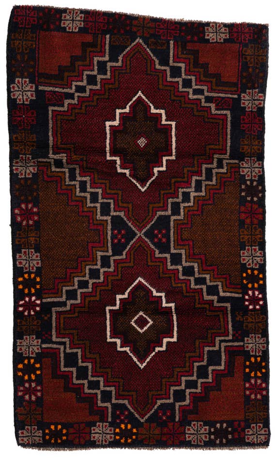 Detail image of 2' 10 x 4' 10 Hand Knotted Balouch Persian Wool Rug