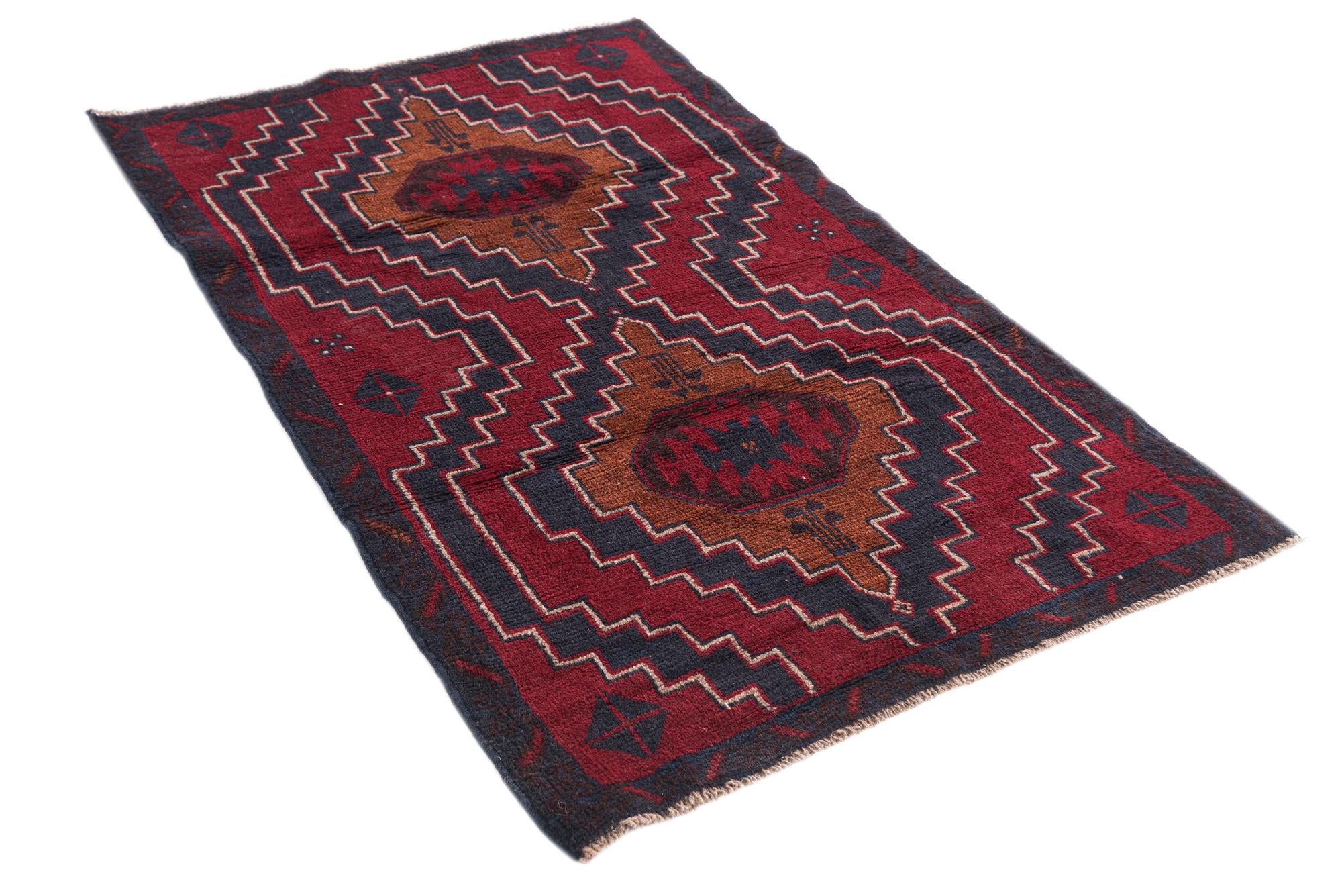 3' x 4' 8 Hand Knotted Balouch Persian Wool Rug