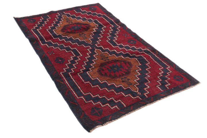3' x 4' 8 Hand Knotted Balouch Persian Wool Rug