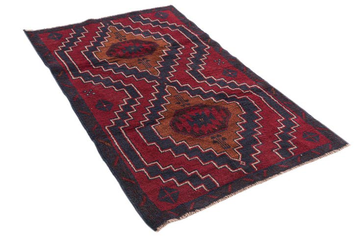 Detail image of 3' x 4' 8 Hand Knotted Balouch Persian Wool Rug