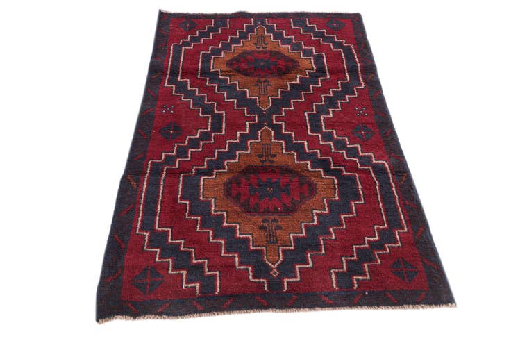 Detail image of 3' x 4' 8 Hand Knotted Balouch Persian Wool Rug