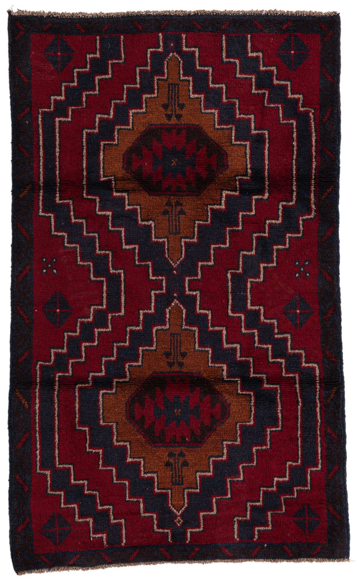 3' x 4' 8 Hand Knotted Balouch Persian Wool Rug
