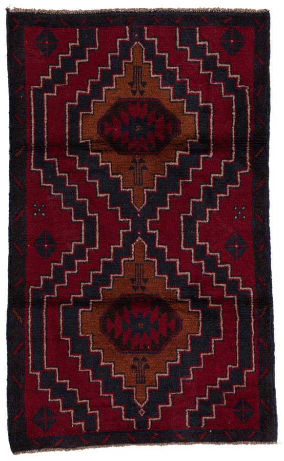 Detail image of 3' x 4' 8 Hand Knotted Balouch Persian Wool Rug