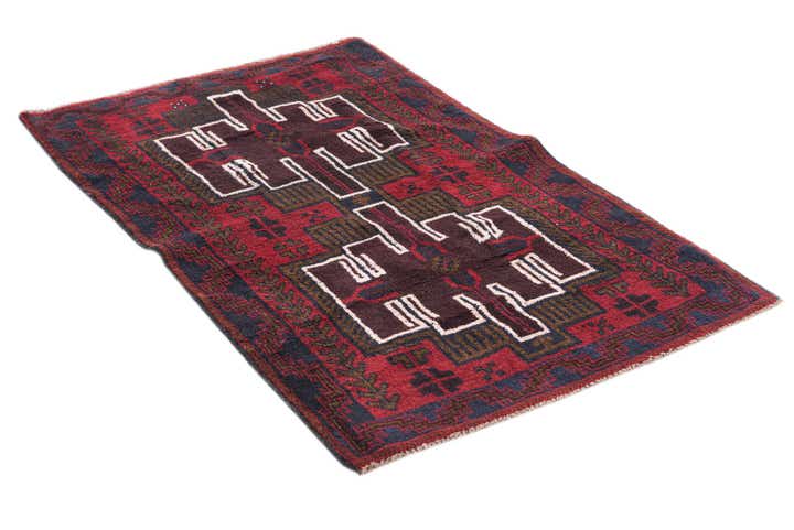 3' x 4' 8 Hand Knotted Balouch Persian Wool Rug