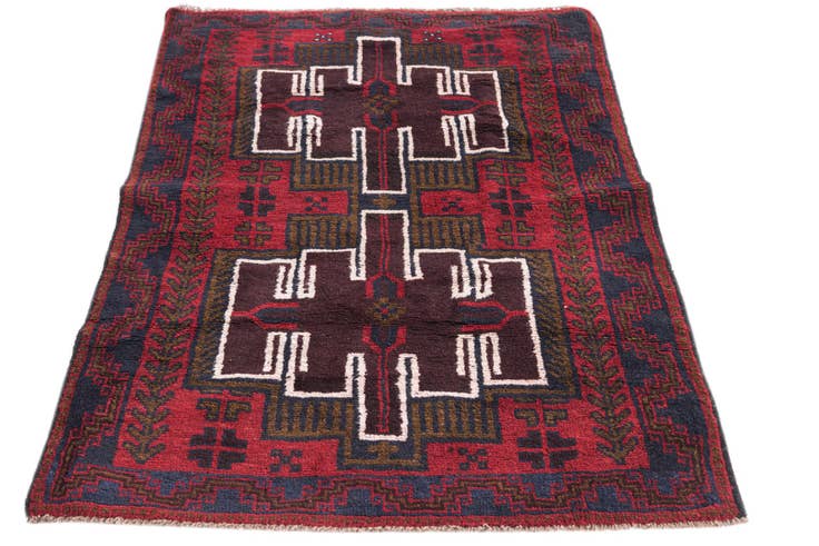 Detail image of 3' x 4' 8 Hand Knotted Balouch Persian Wool Rug