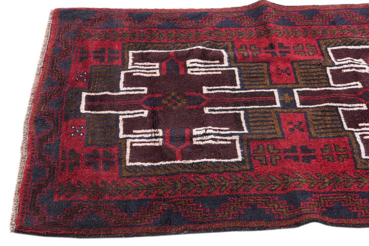 Detail image of 3' x 4' 8 Hand Knotted Balouch Persian Wool Rug