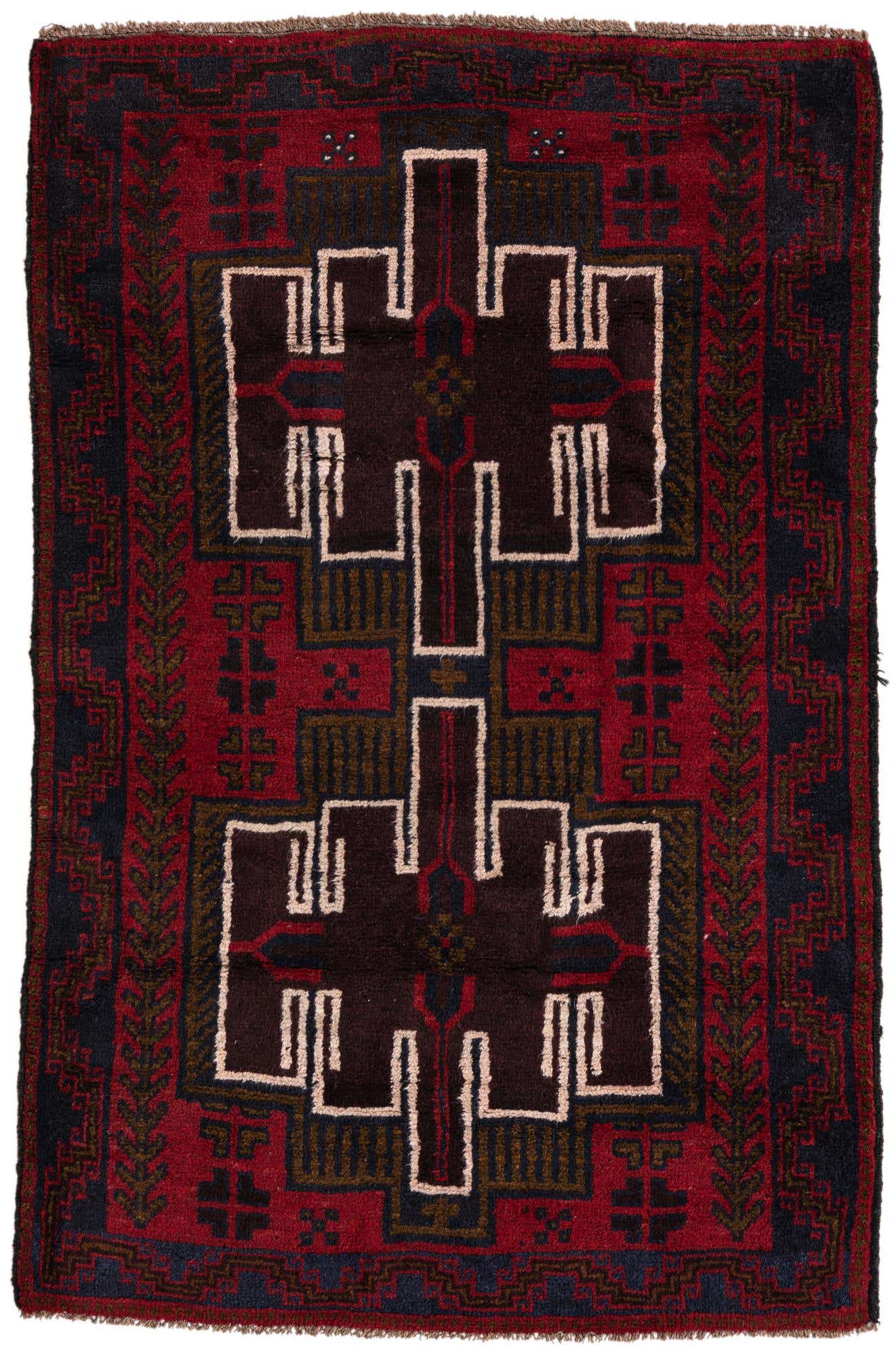3' x 4' 8 Hand Knotted Balouch Persian Wool Rug