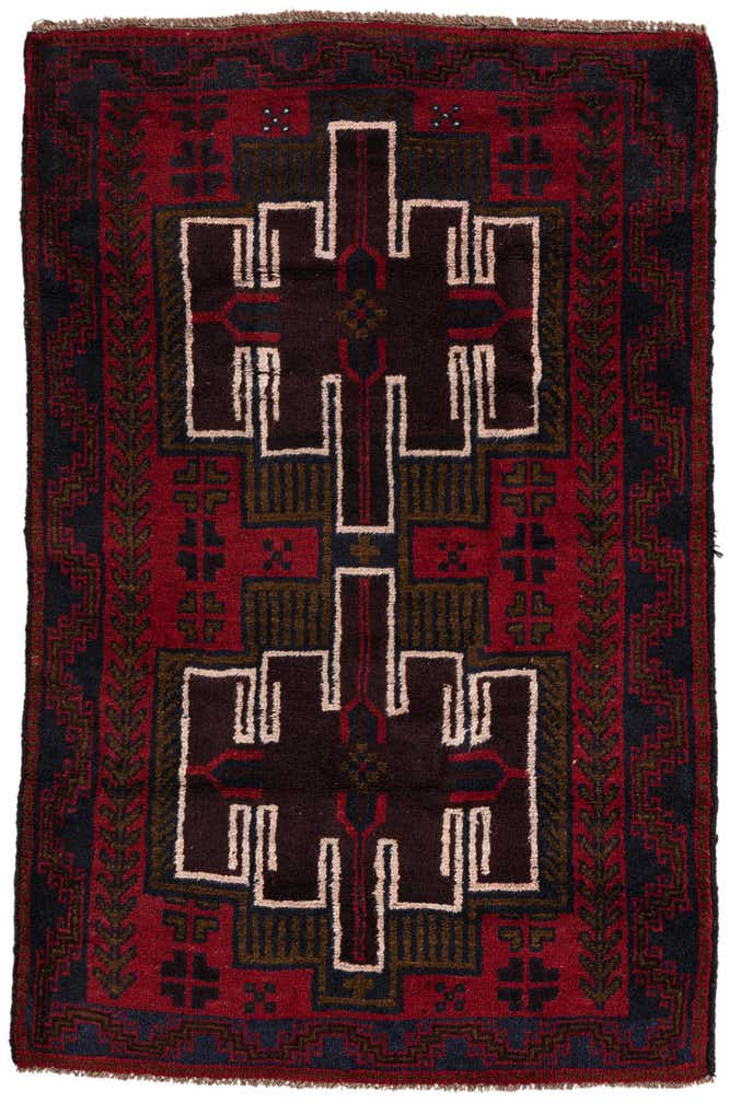 3' x 4' 8 Hand Knotted Balouch Persian Wool Rug