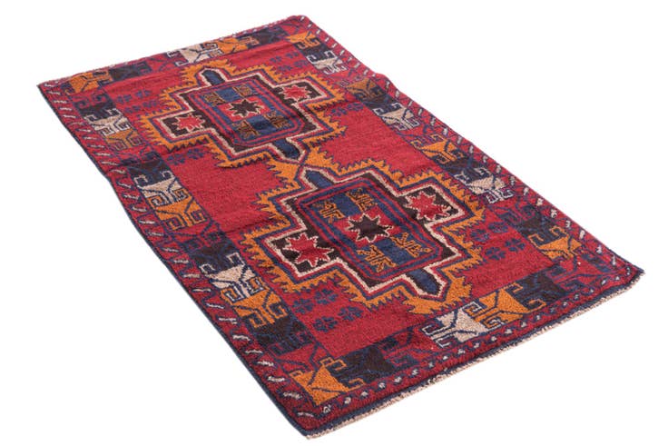 Detail image of 2' 9 x 4' 10 Hand Knotted Balouch Persian Wool Rug