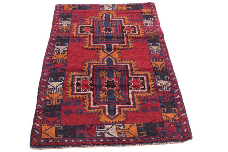 Detail image of 2' 9 x 4' 10 Hand Knotted Balouch Persian Wool Rug