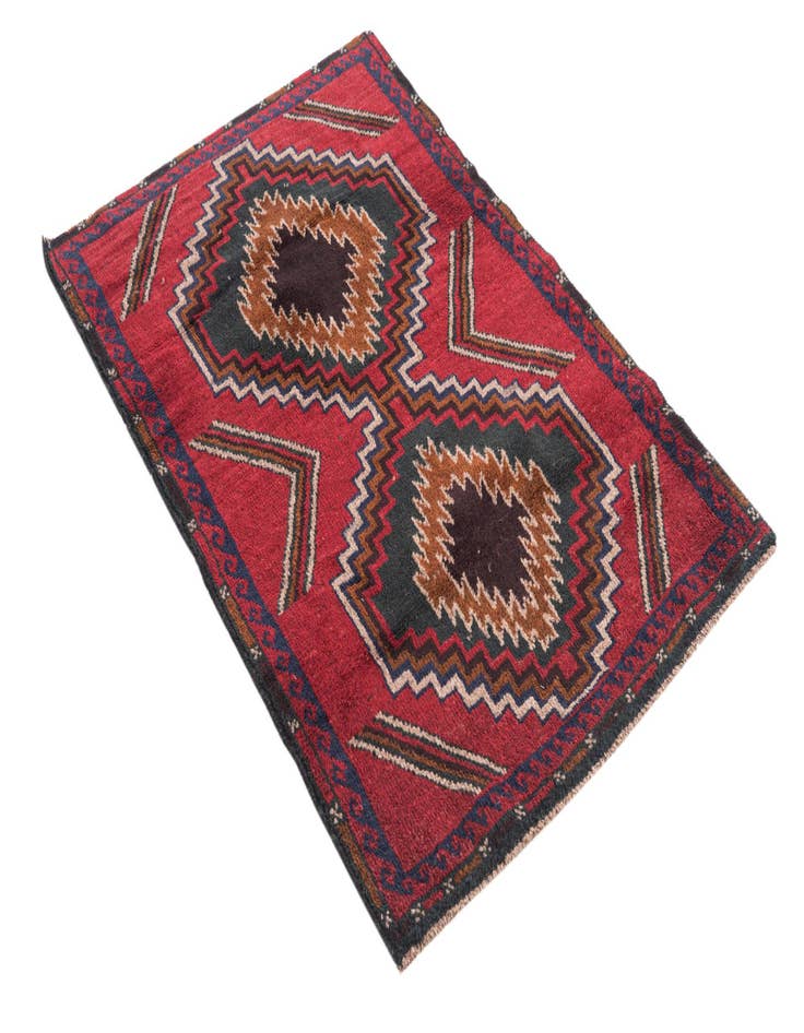 Detail image of 3' x 4' 5 Hand Knotted Balouch Persian Wool Rug