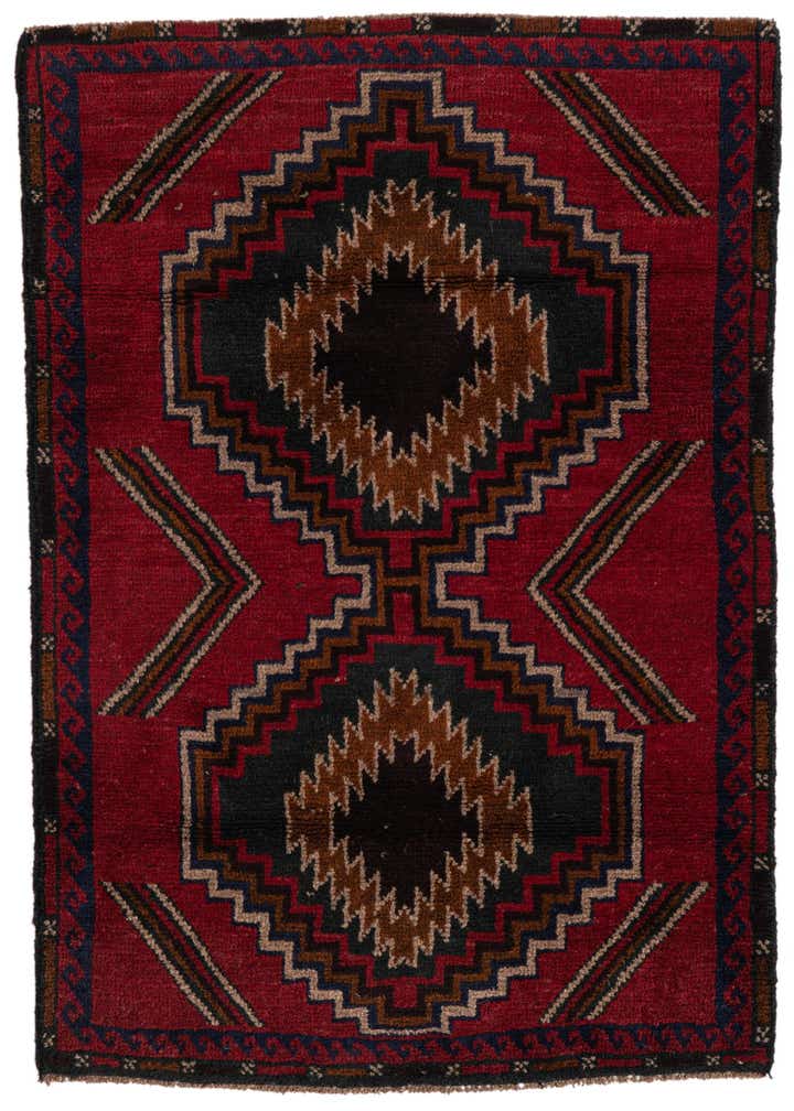3' x 4' 5 Hand Knotted Balouch Persian Wool Rug