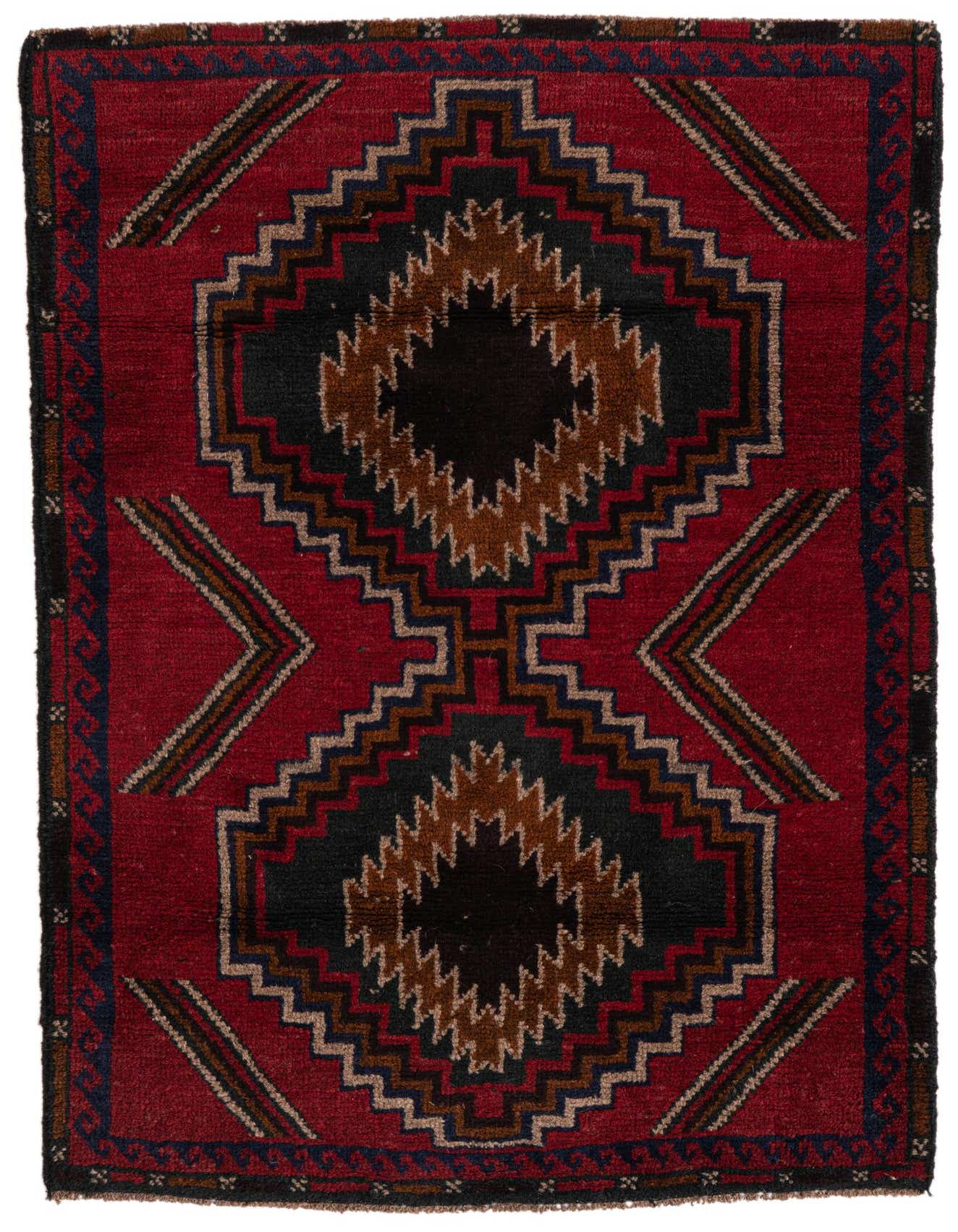 3' x 4' 5 Hand Knotted Balouch Persian Wool Rug