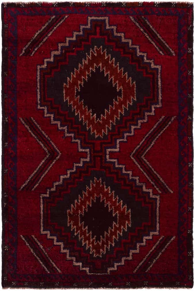 3' x 4' 5 Hand Knotted Balouch Persian Wool Rug