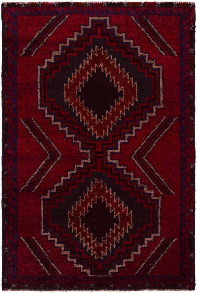 Detail image of 3' x 4' 5 Hand Knotted Balouch Persian Wool Rug