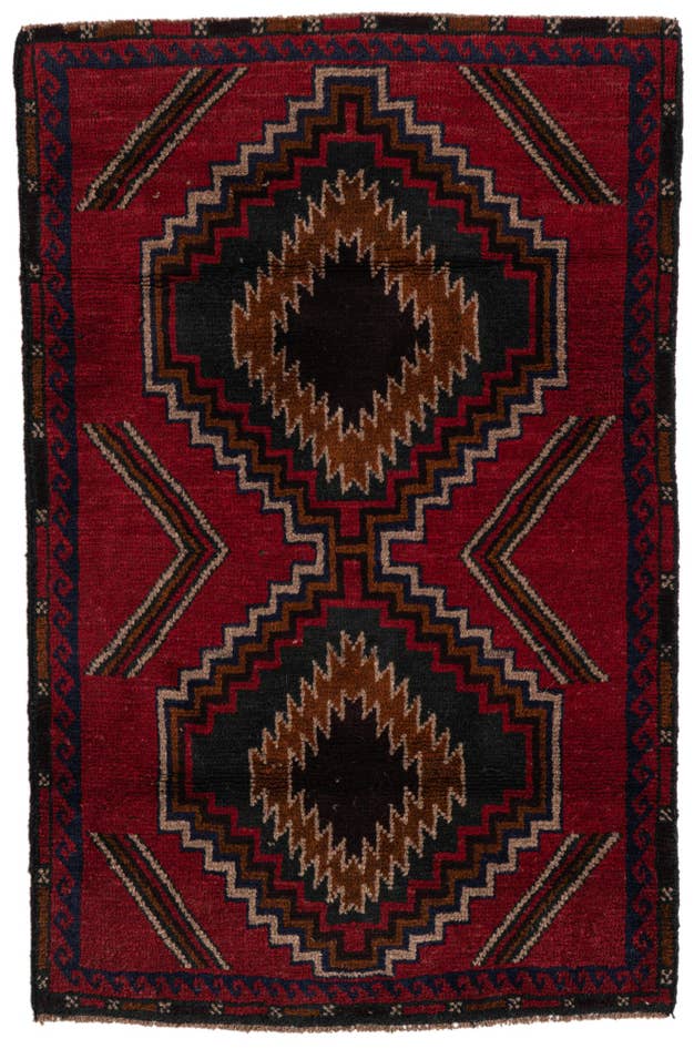 Detail image of 3' x 4' 5 Hand Knotted Balouch Persian Wool Rug