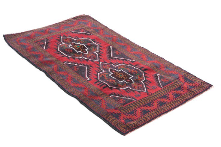 Detail image of 2' 8 x 4' 10 Hand Knotted Balouch Persian Wool Rug