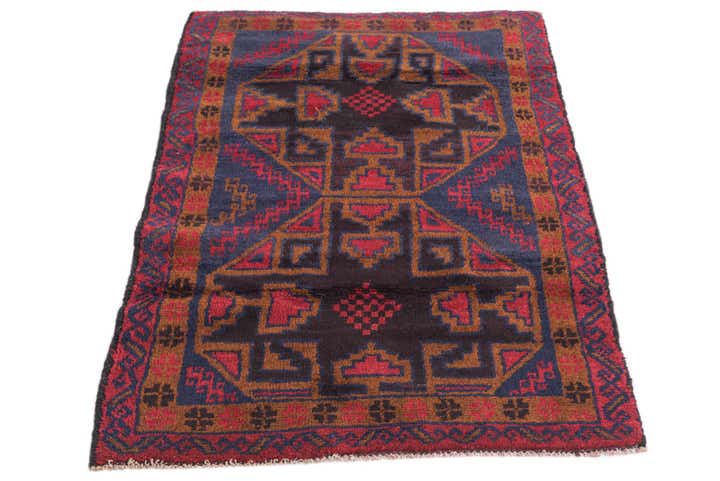 3' x 4' 7 Hand Knotted Balouch Persian Wool Rug