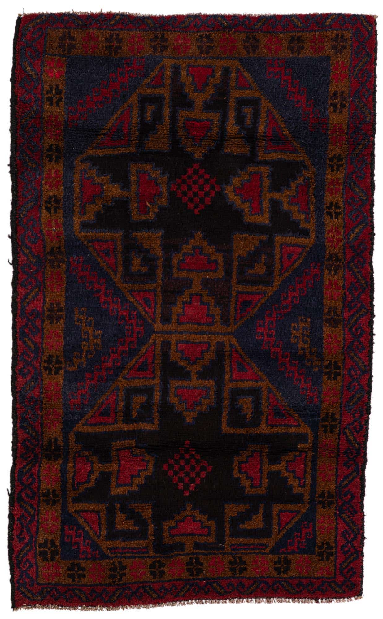 3' x 4' 7 Hand Knotted Balouch Persian Wool Rug