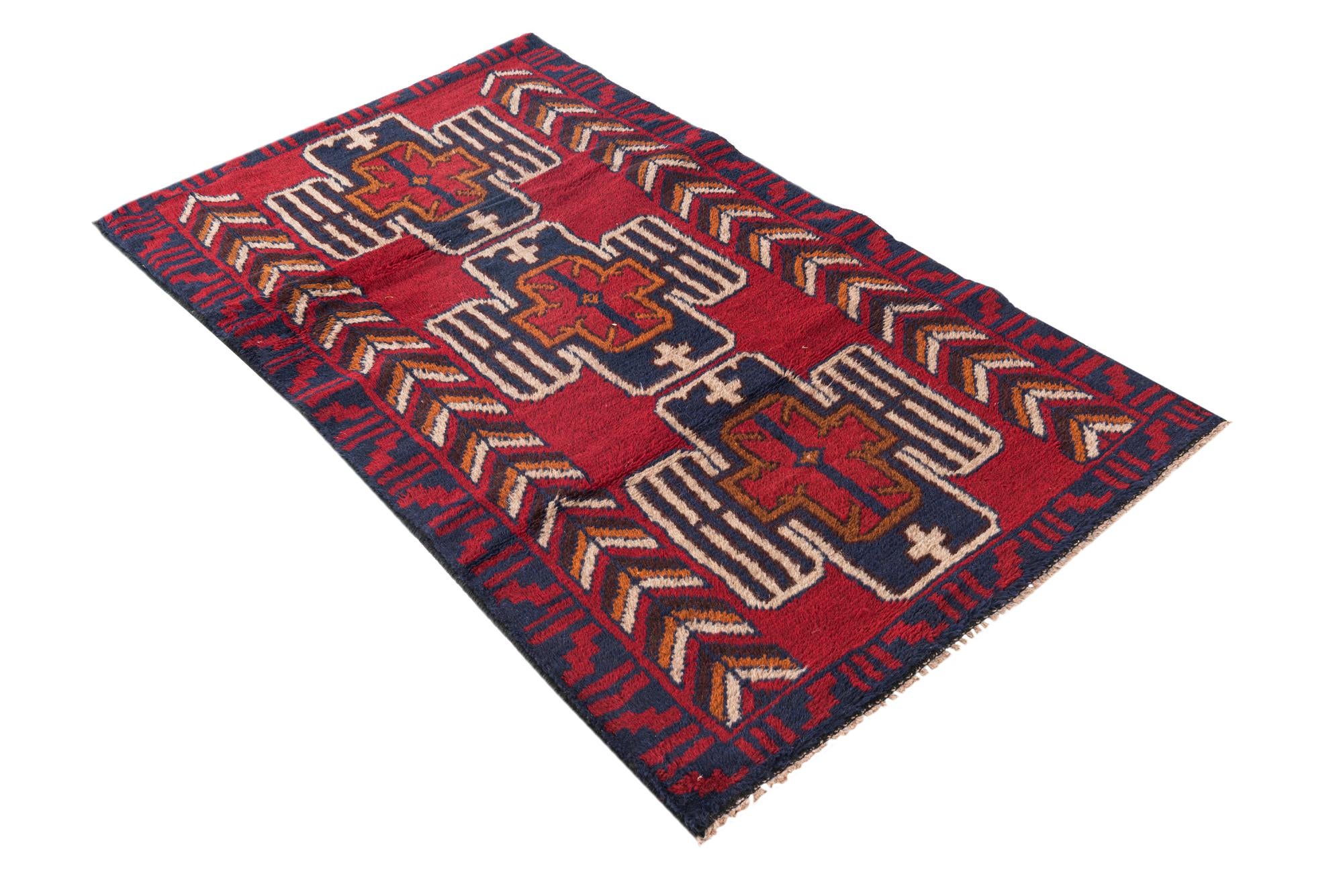 2' 9 x 4' 10 Hand Knotted Balouch Persian Wool Rug