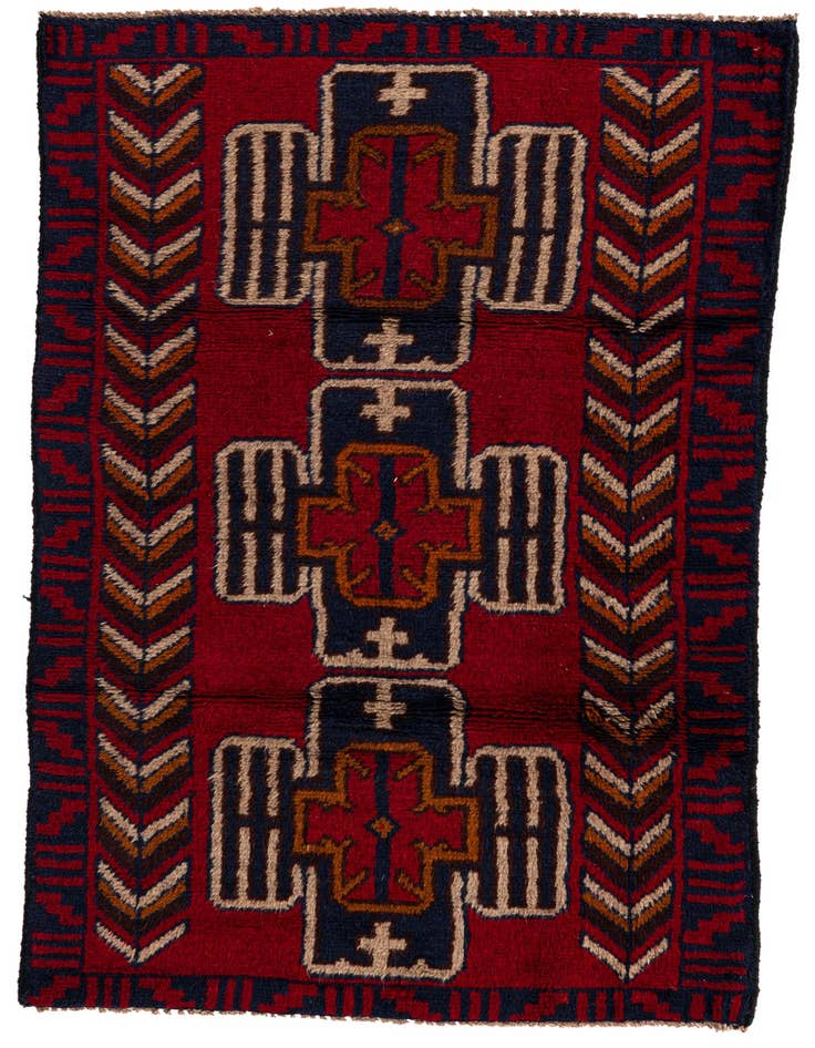Detail image of 2' 9 x 4' 10 Hand Knotted Balouch Persian Wool Rug