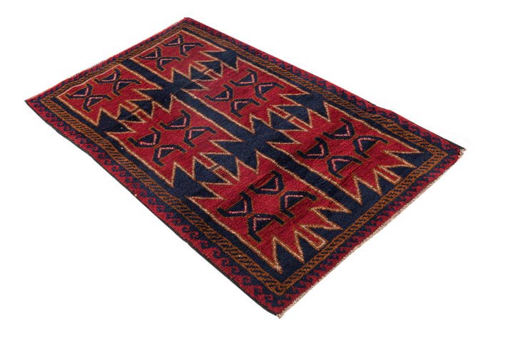 Detail image of 2' 10 x 4' 7 Hand Knotted Balouch Persian Wool Rug