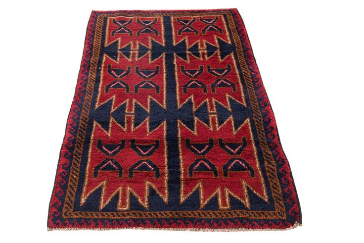 Detail image of 2' 10 x 4' 7 Hand Knotted Balouch Persian Wool Rug
