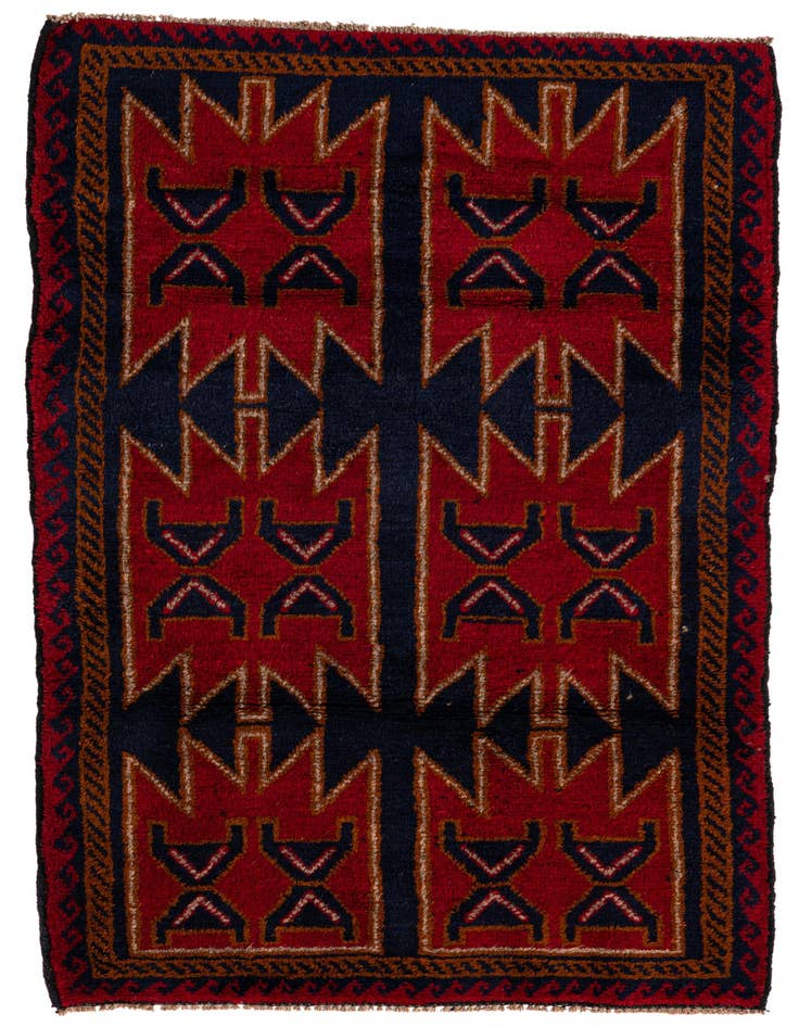 Detail image of 2' 10 x 4' 7 Hand Knotted Balouch Persian Wool Rug