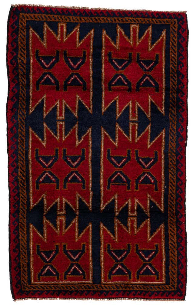 2' 10 x 4' 7 Hand Knotted Balouch Persian Wool Rug