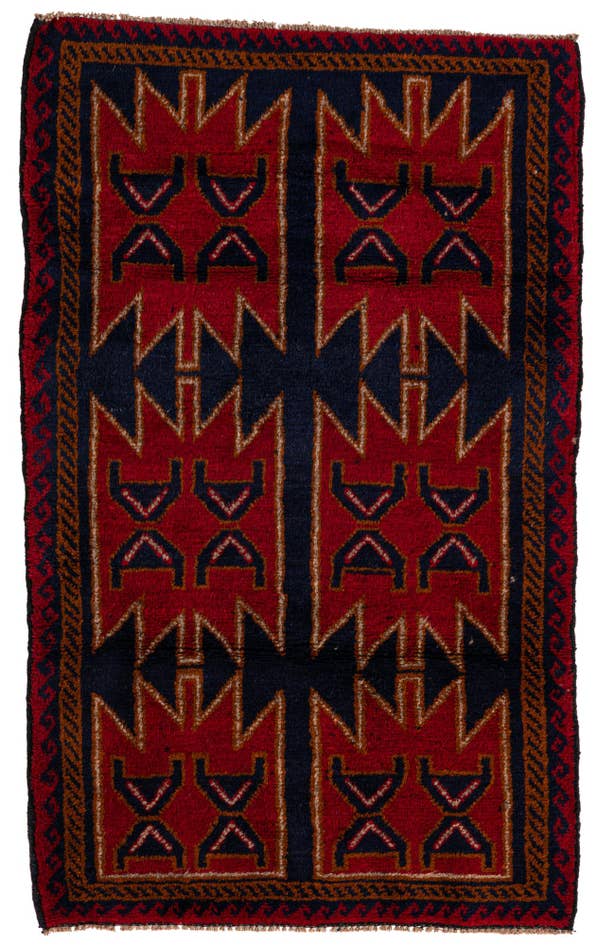 Detail image of 2' 10 x 4' 7 Hand Knotted Balouch Persian Wool Rug