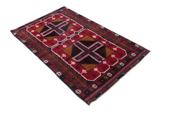 2' 9 x 4' 8 Hand Knotted Balouch Persian Wool Rug