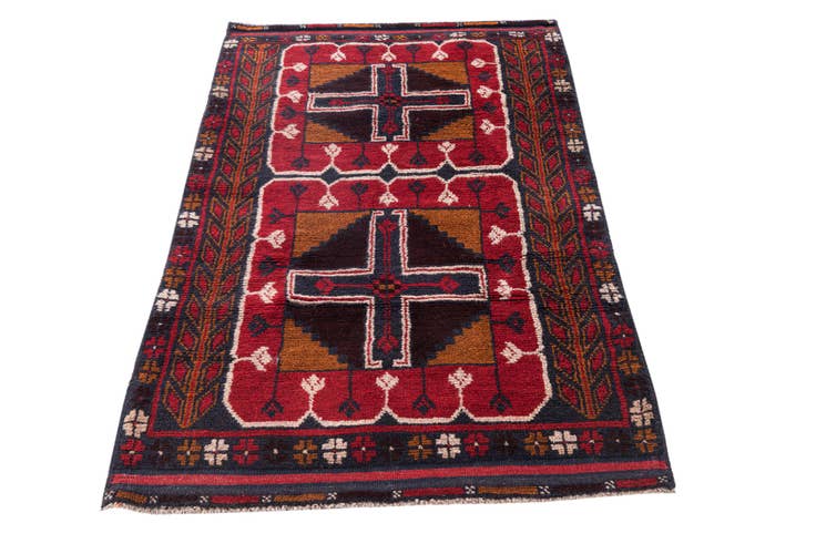 Detail image of 2' 9 x 4' 8 Hand Knotted Balouch Persian Wool Rug