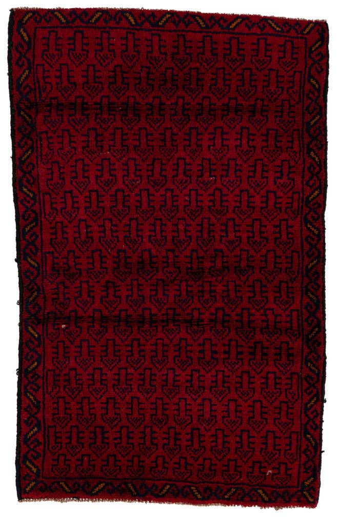 3' x 4' 6 Hand Knotted Balouch Persian Wool Rug