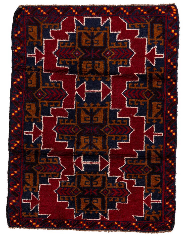 Detail image of 2' 9 x 4' 8 Hand Knotted Balouch Persian Wool Rug
