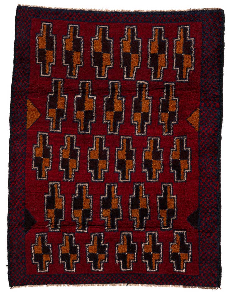 Detail image of 2' 10 x 4' 6 Hand Knotted Balouch Persian Wool Rug