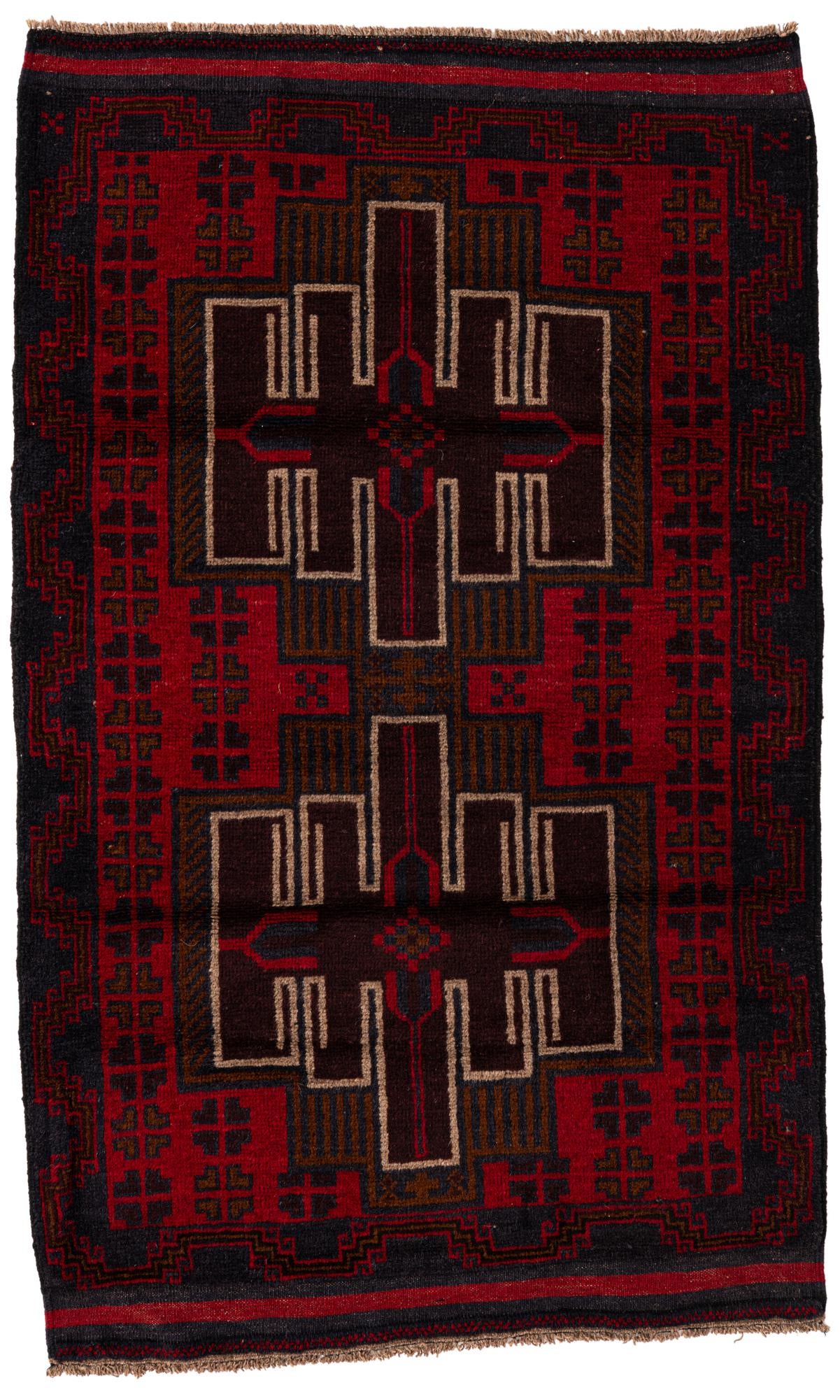 3' x 5' Hand Knotted Balouch Persian Wool Rug