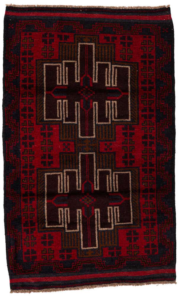3' x 5' Hand Knotted Balouch Persian Wool Rug