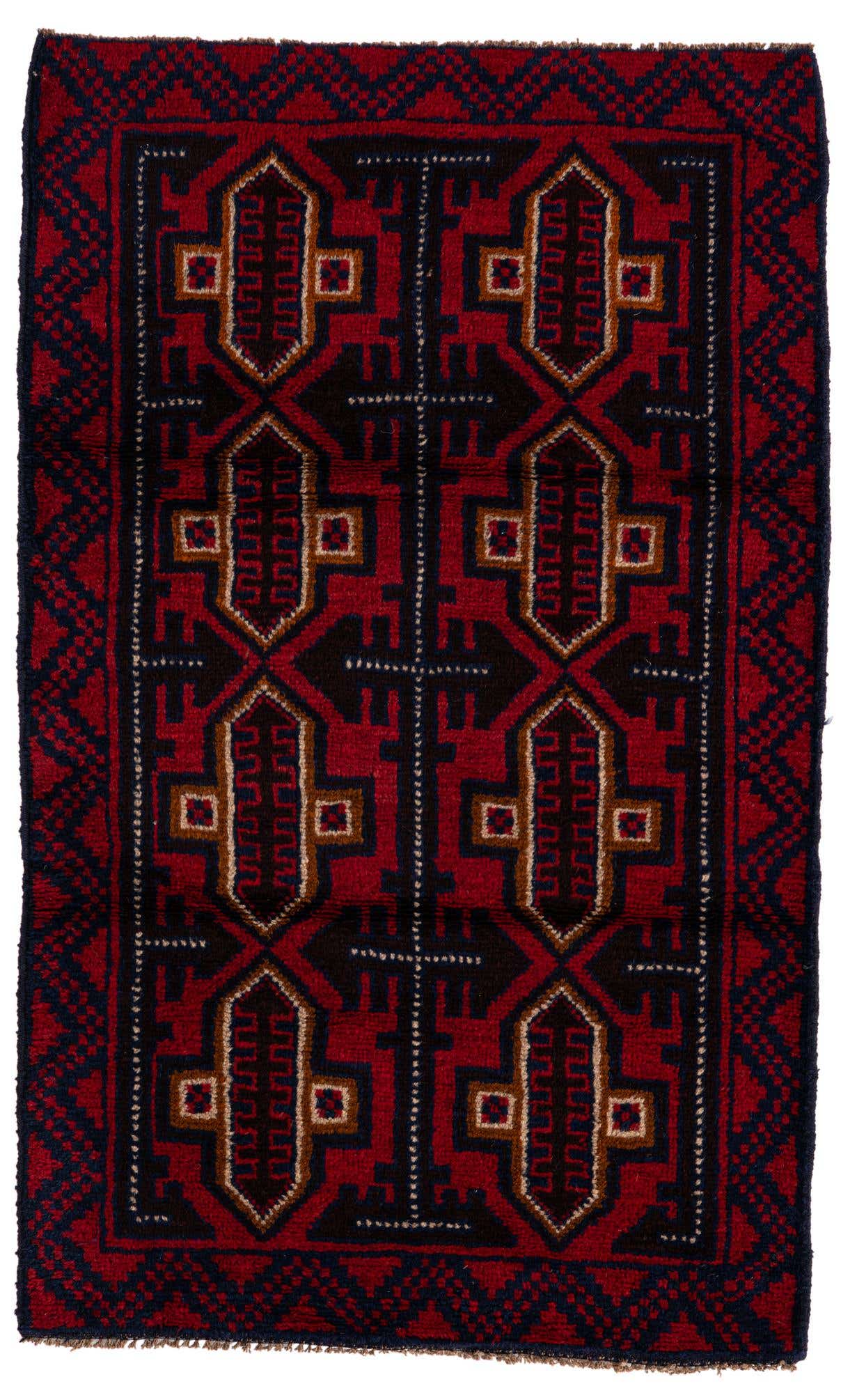 2' 10 x 4' 7 Hand Knotted Balouch Persian Wool Rug