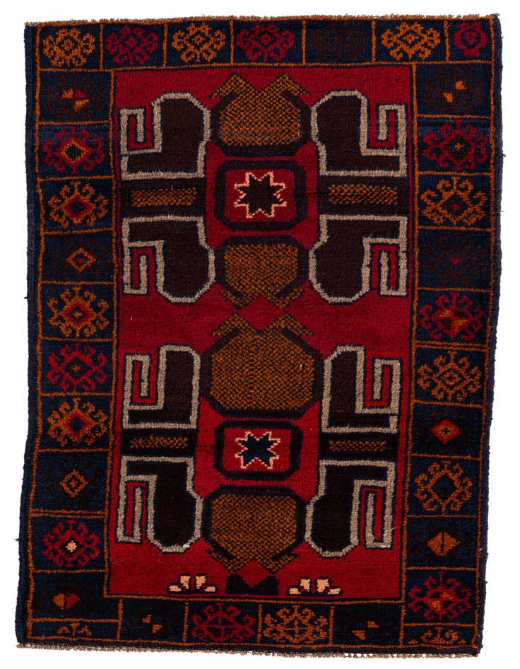 Detail image of 2' 10 x 4' 9 Hand Knotted Balouch Persian Wool Rug