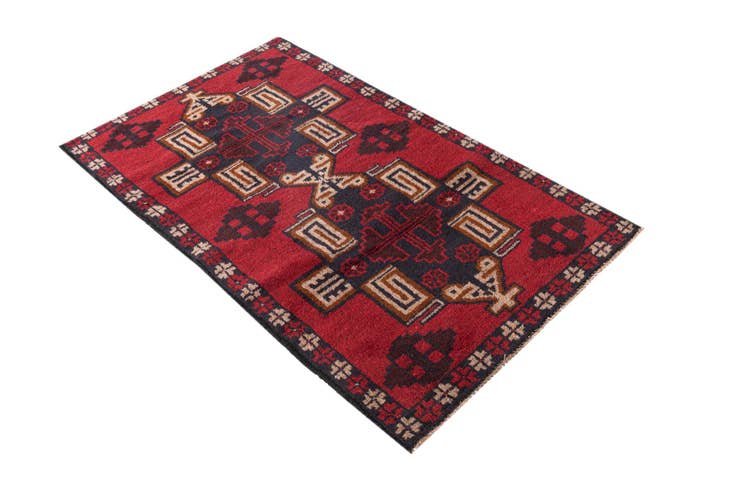 Detail image of 2' 10 x 4' 10 Hand Knotted Balouch Persian Wool Rug