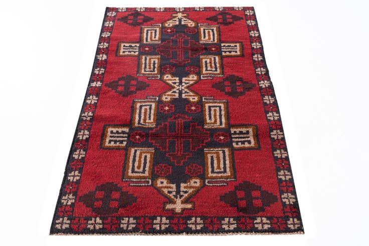 Detail image of 2' 10 x 4' 10 Hand Knotted Balouch Persian Wool Rug