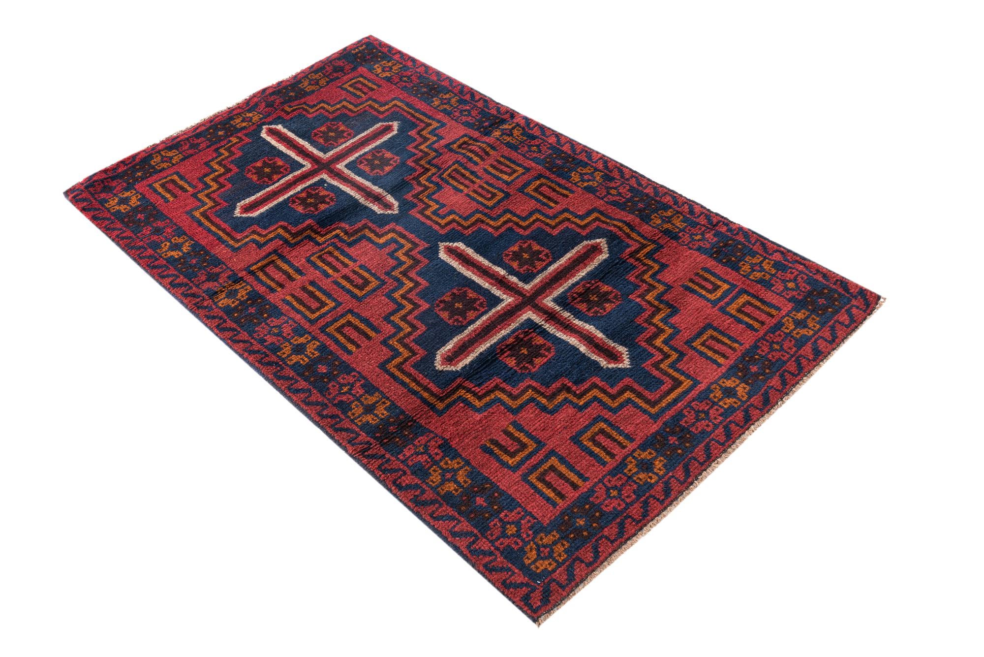2' 10 x 4' 7 Hand Knotted Balouch Persian Wool Rug