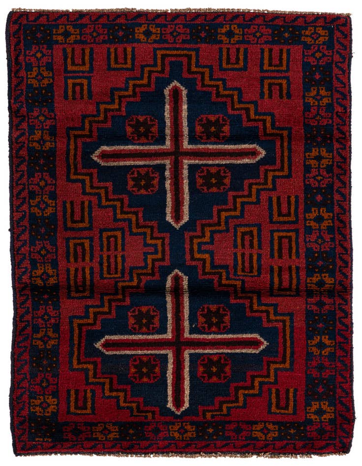Detail image of 2' 10 x 4' 7 Hand Knotted Balouch Persian Wool Rug