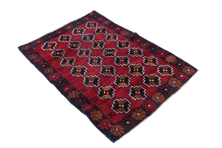3' x 4' 4 Hand Knotted Balouch Persian Wool Rug