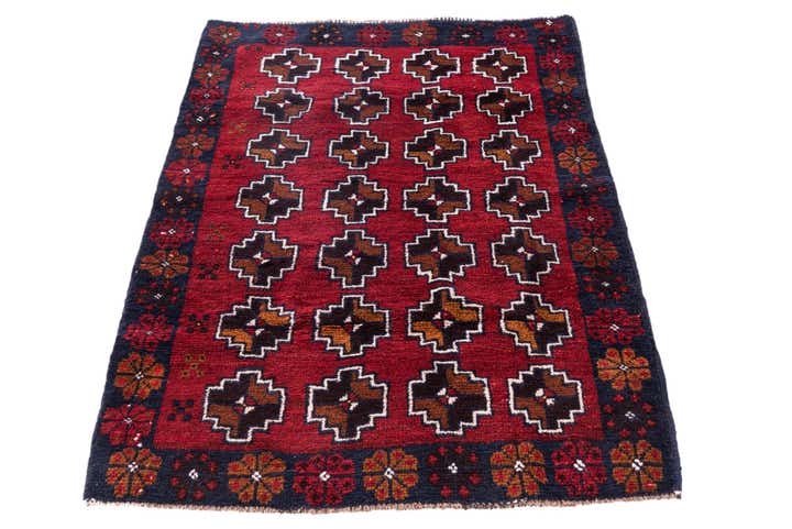 3' x 4' 4 Hand Knotted Balouch Persian Wool Rug