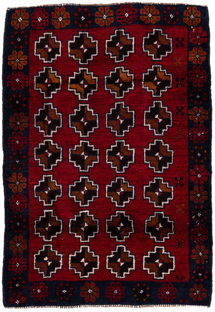 3' x 4' 4 Hand Knotted Balouch Persian Wool Rug