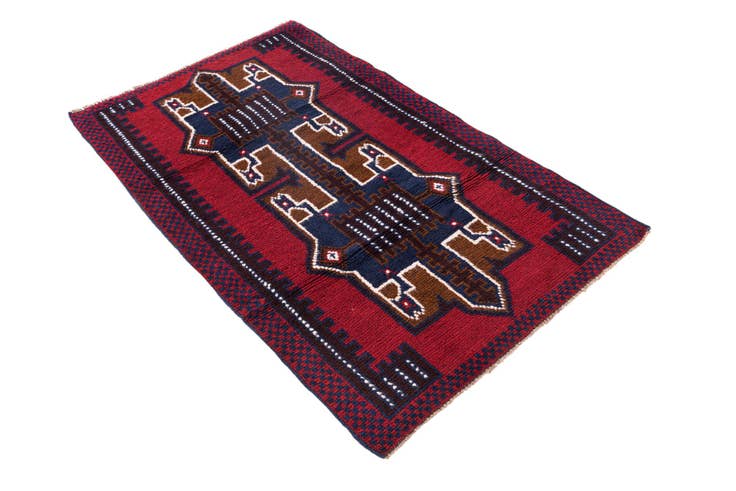 Detail image of 2' 9 x 4' 7 Hand Knotted Balouch Persian Wool Rug